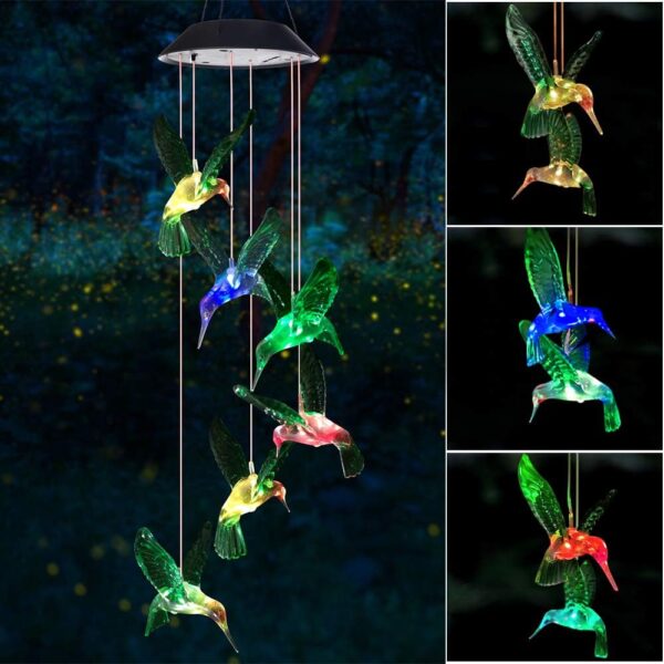 FOXES Wind Chime, Solar Hummingbird Wind Chimes