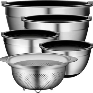Stainless Steel Mixing Bowls with Colander, Strainer with Mixing