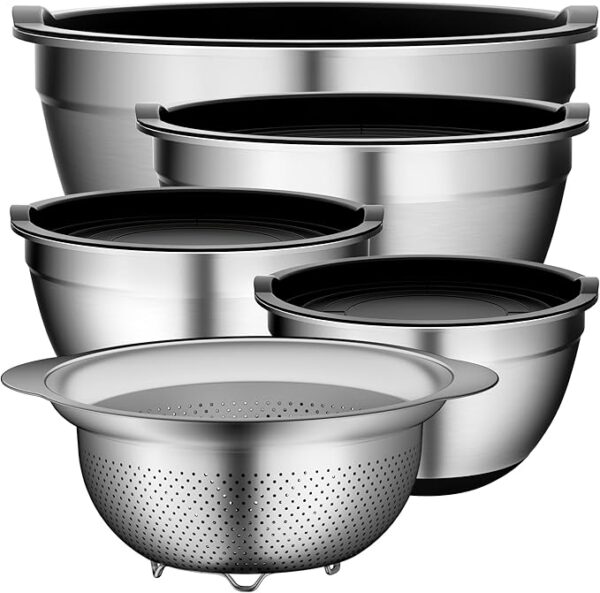Stainless Steel Mixing Bowls with Colander, Strainer with Mixing
