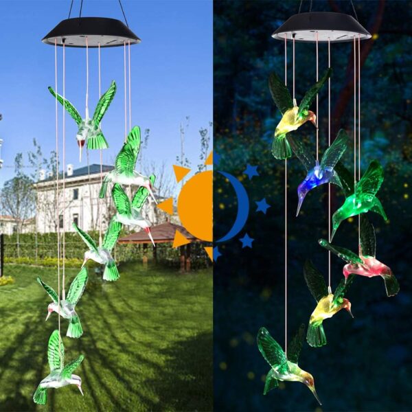 FOXES Wind Chime, Solar Hummingbird Wind Chimes - Image 6