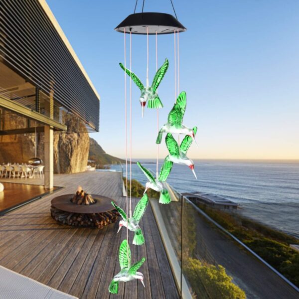 FOXES Wind Chime, Solar Hummingbird Wind Chimes - Image 4