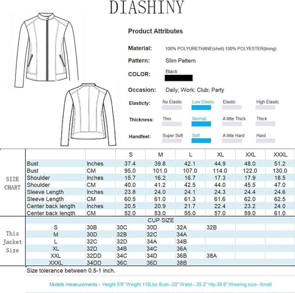Jacket For Women, Zip Up Moto Biker Coat - Image 3
