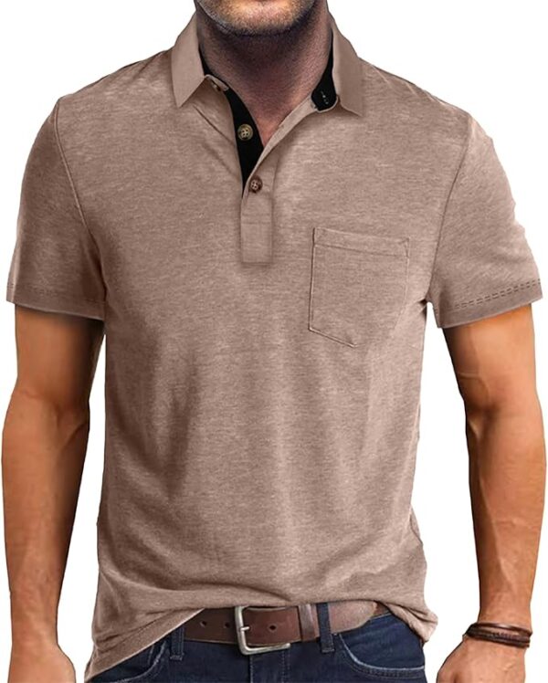 Polo Shirts Classic Button Short Sleeve - Image 3