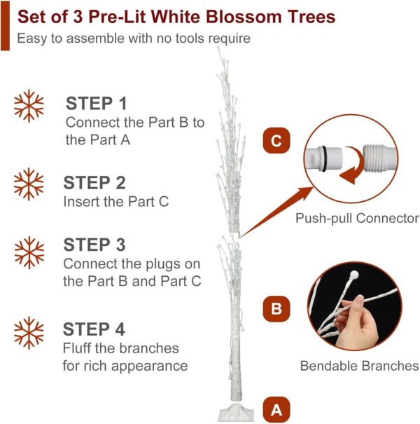 Tree with led Lights, 4FT 5FT and 6FT Lighted Artificial Trees - Image 5