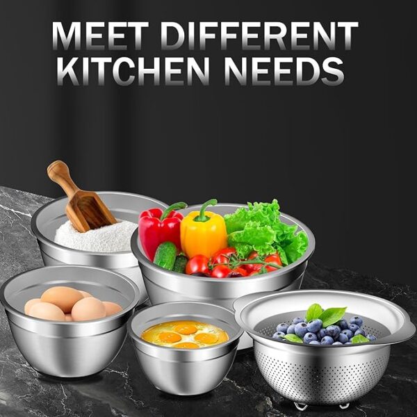 Stainless Steel Mixing Bowls with Colander, Strainer with Mixing - Image 2