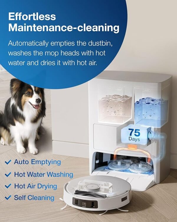 T20 Omni Robot Vacuum and Mop,Hot Water Mop Washing,Auto Hot Air-Drying,9mm - Image 5