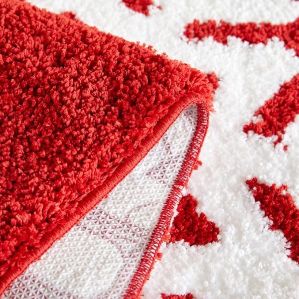 Snowflake Joy Christmas Round Bathroom Rugs 2ft Winter Themed Xmas Festive Decorations - Image 3