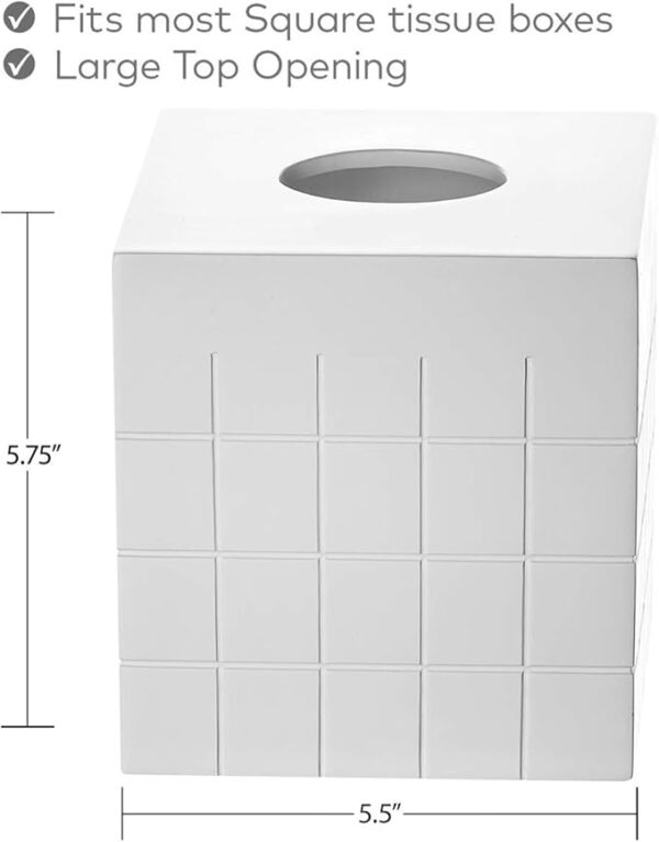 Polar Tissue Box Cover – Decorative Bathroom Tissue Holder, White - Image 5