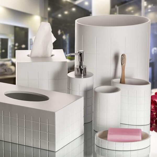 Polar Tissue Box Cover – Decorative Bathroom Tissue Holder, White - Image 3