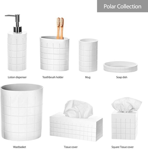 Polar Tissue Box Cover – Decorative Bathroom Tissue Holder, White - Image 2