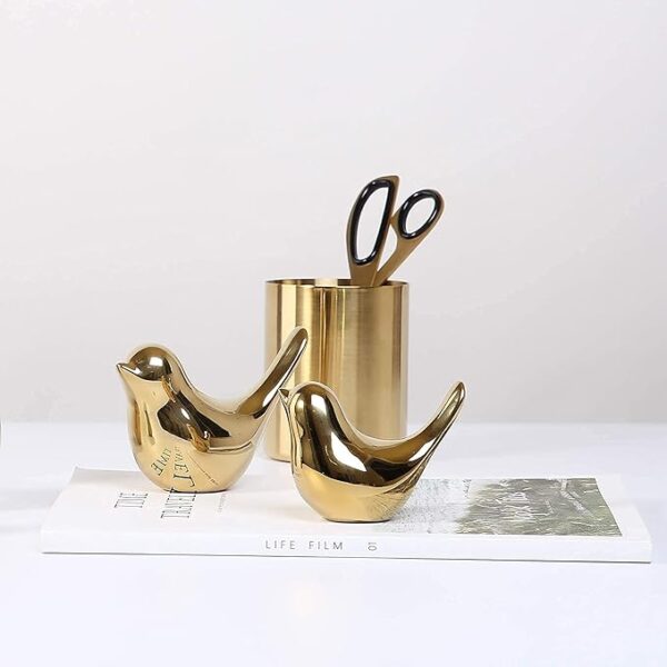 Small Birds Statues Gold Home Decor - Image 5