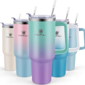 Tumbler with Handle and Straw Lid, 100% Leak-proof Travel Coffee Mug