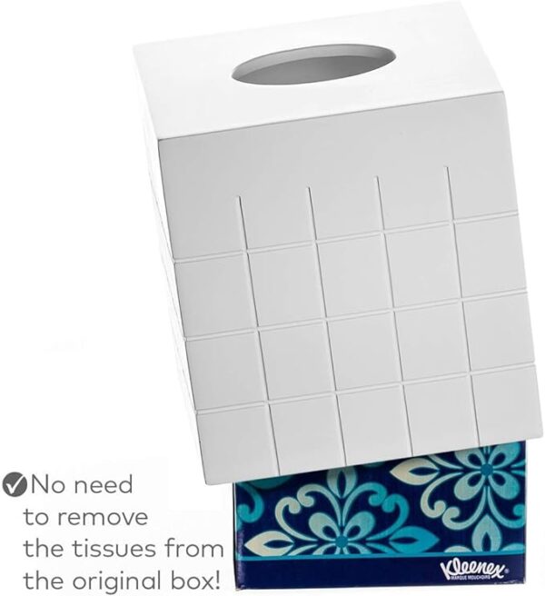 Polar Tissue Box Cover – Decorative Bathroom Tissue Holder, White - Image 4