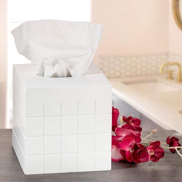 Polar Tissue Box Cover – Decorative Bathroom Tissue Holder, White - Image 6