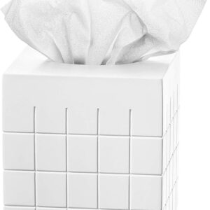 Polar Tissue Box Cover – Decorative Bathroom Tissue Holder, White