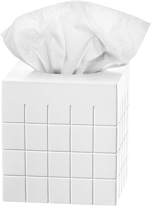 Polar Tissue Box Cover – Decorative Bathroom Tissue Holder, White