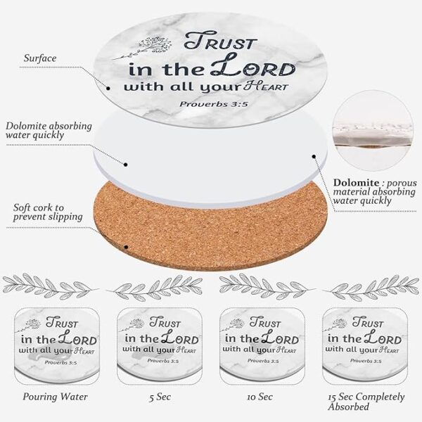 Ceramic Coasters with Bible Verses, Coasters Set - Image 3