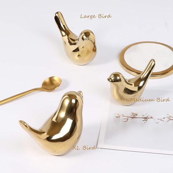 Small Birds Statues Gold Home Decor - Image 2