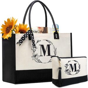 women Birthday Gift Initial Tote Bag