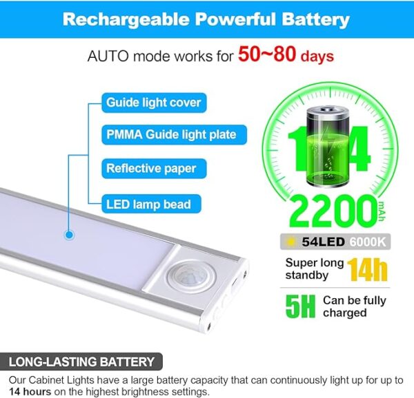Lights, 54 LED Rechargeable Motion Sensor Indoor 3 Color - Image 3