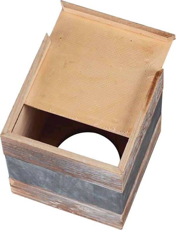Designs Rustic Metal and Distressed Wood Square Tissue Box Cover - Image 2