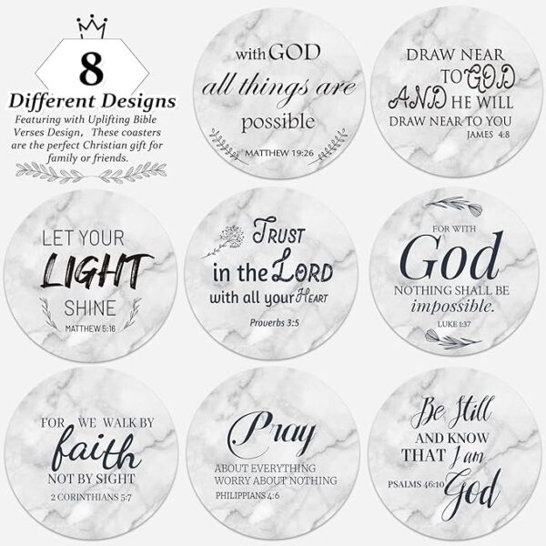 Ceramic Coasters with Bible Verses, Coasters Set - Image 4