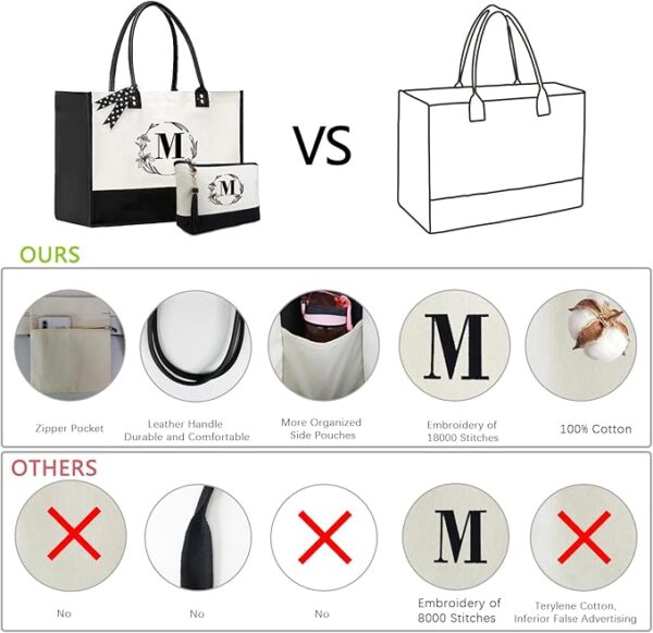 women Birthday Gift Initial Tote Bag - Image 4