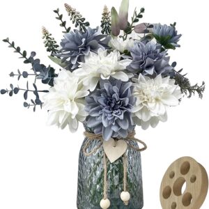 Flowers in Vase,8 Dahlias,Silk