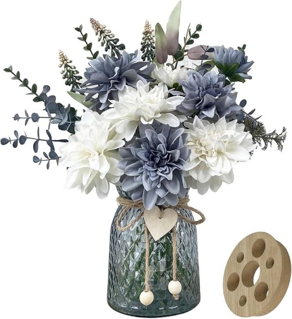 Flowers in Vase,8 Dahlias,Silk
