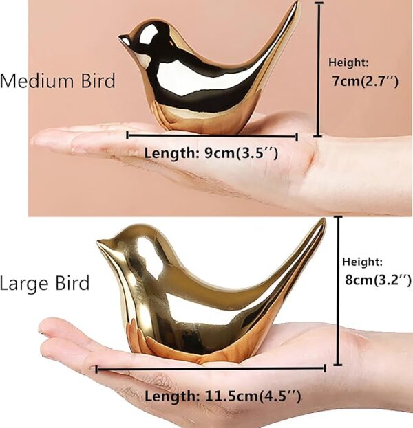 Small Birds Statues Gold Home Decor - Image 3