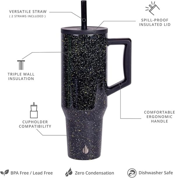 Travel Coffee Mug with 2 Straws & Spill Proof Lid - Image 6
