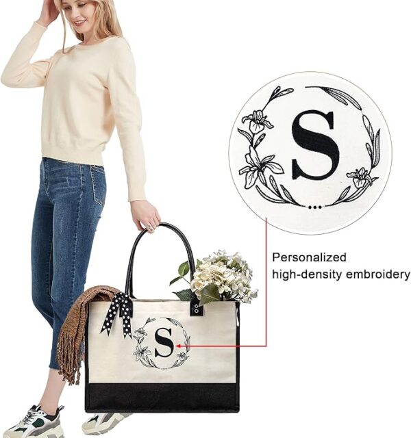 women Birthday Gift Initial Tote Bag - Image 2