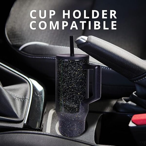 Travel Coffee Mug with 2 Straws & Spill Proof Lid - Image 3