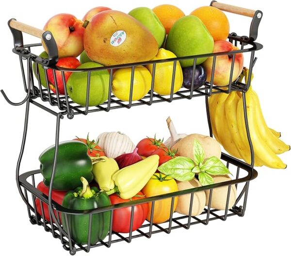 2 Tier Fruit Basket with 2 Banana Hangers