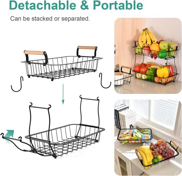 2 Tier Fruit Basket with 2 Banana Hangers - Image 3