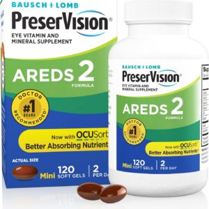 PreserVision AREDS 2 Formula Eye Vitamins, #1 Eye Doctor Recommended Brand, with Lutein, Zeaxanthin, Vitamins C & E, Zinc & Copper, 120 Softgels (Minigels)